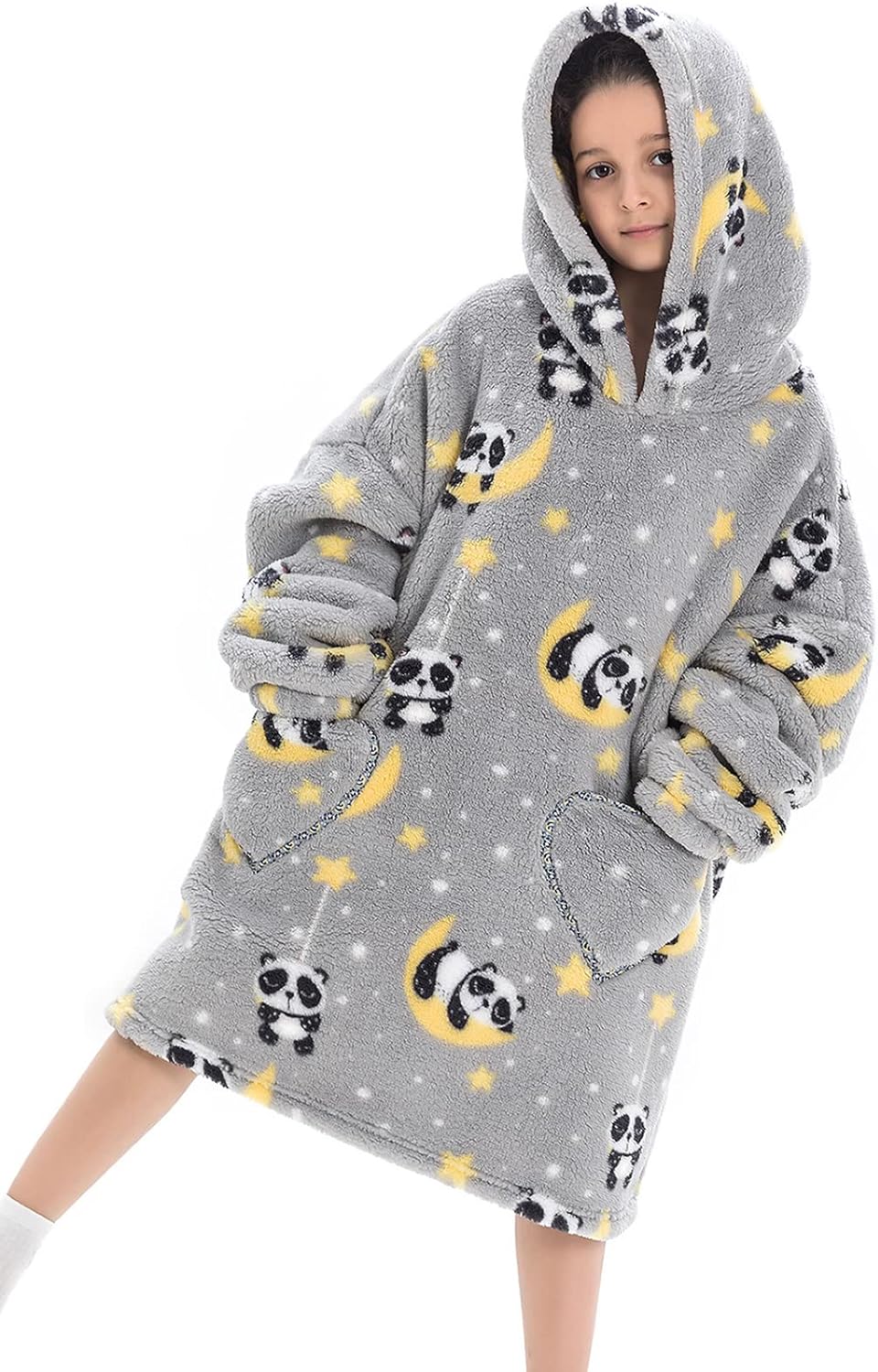 Wearable Blanket Hoodie for Kids Toddler Oversized Sweatshirt Cute Fleece Sherpa Blanket Girls Boys
