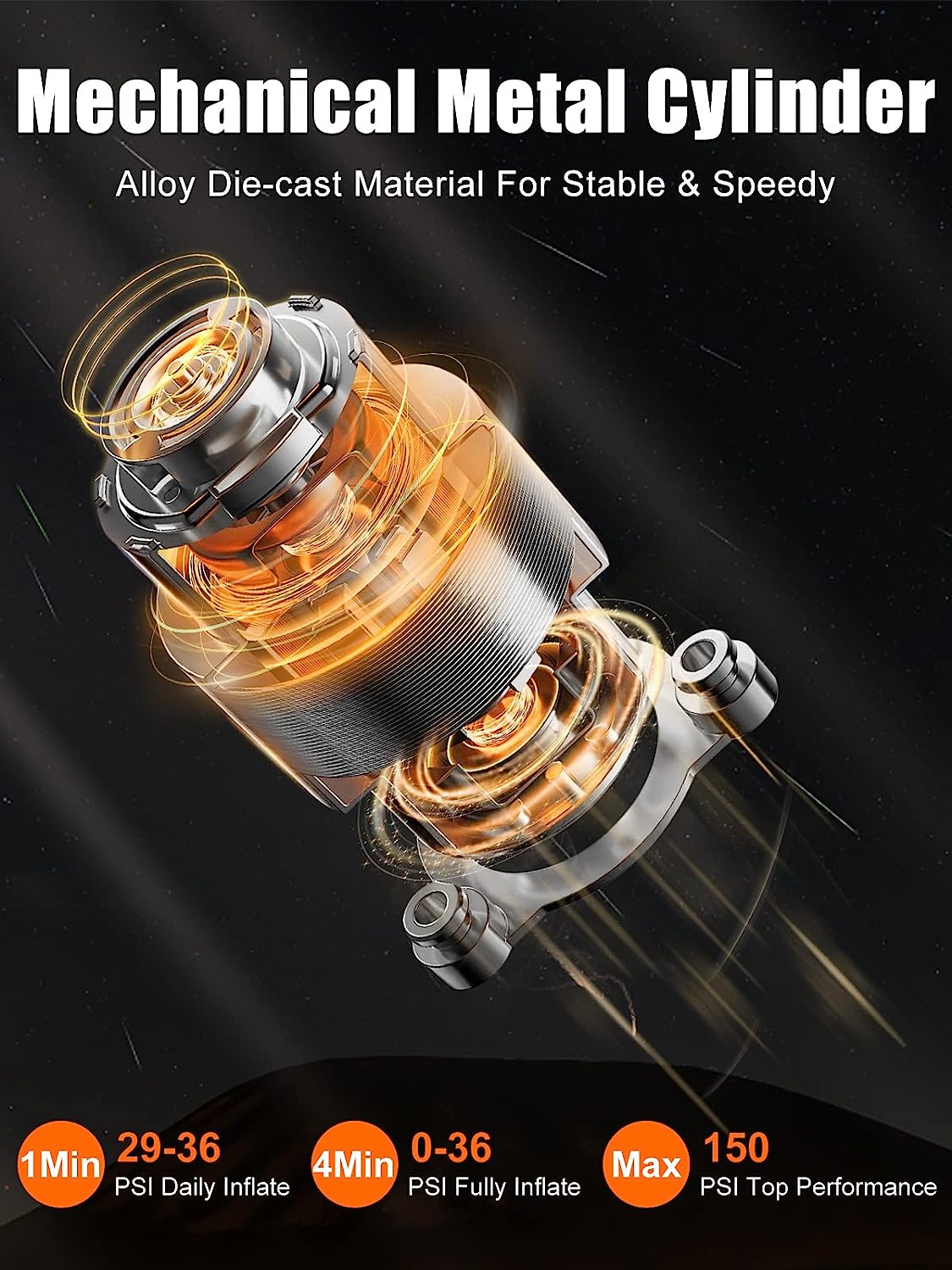 Tire Inflator Portable Air Compressor – 12V DC 150 PSI Air Pump for Car Tires with Digital Pressure Gauge and Emergency Led Light, 15ft Corded Handheld Auto-off Car Tire Pump