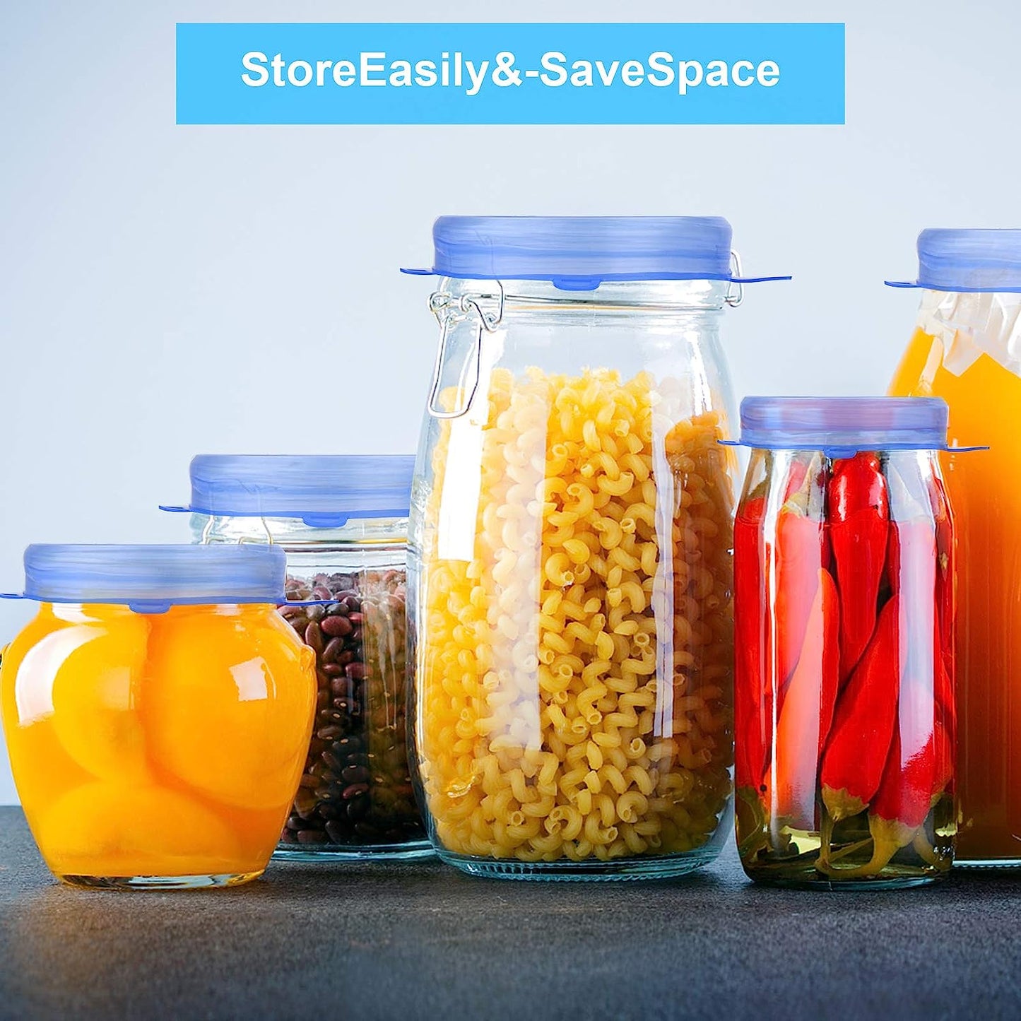 Reusable Silicone Stretch Lids, 14PCS Premium Stretch Silicone Lids for Food Storage, Flexible Round Silicone Bowl Covers, 7 Different Sizes Reusable Stretch and Seal Lids - Keep Food Fresh, by YXYL