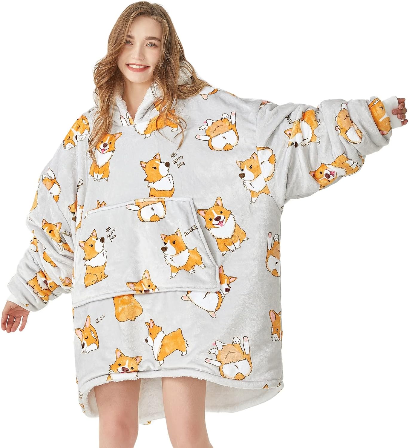 Wearable Blanket Hoodie, Cute and Funny Patterns Oversized Hoodie
