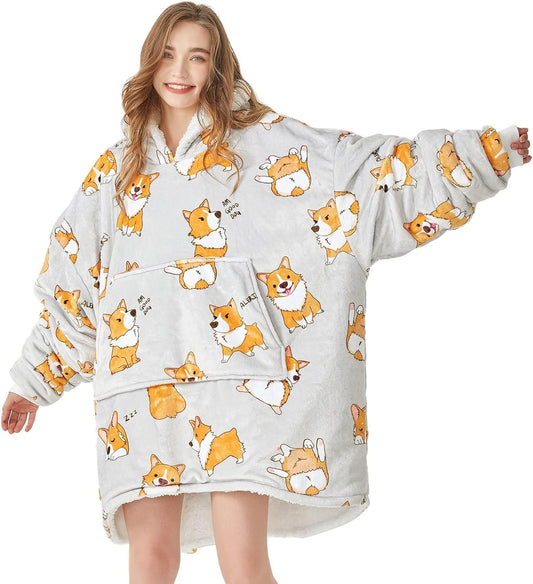 Wearable Blanket Hoodie, Cute and Funny Patterns Oversized Hoodie