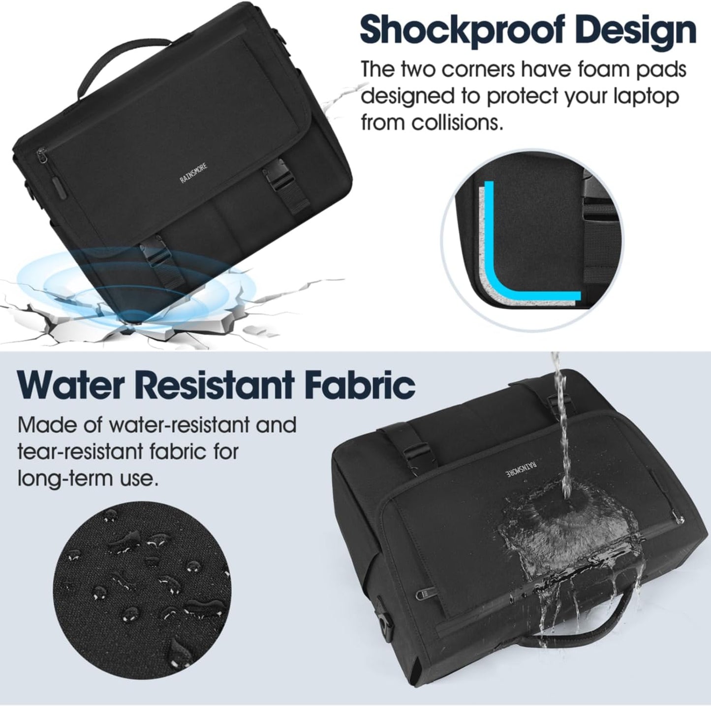 Messenger Bag for Men Messenger Bag 15.6 Inch Water Resistant Laptop Bag Casual Satchel Bags for Men Large College Computer Bag Office Work Briefcase Fashion Crossbody Shoulder Handbag