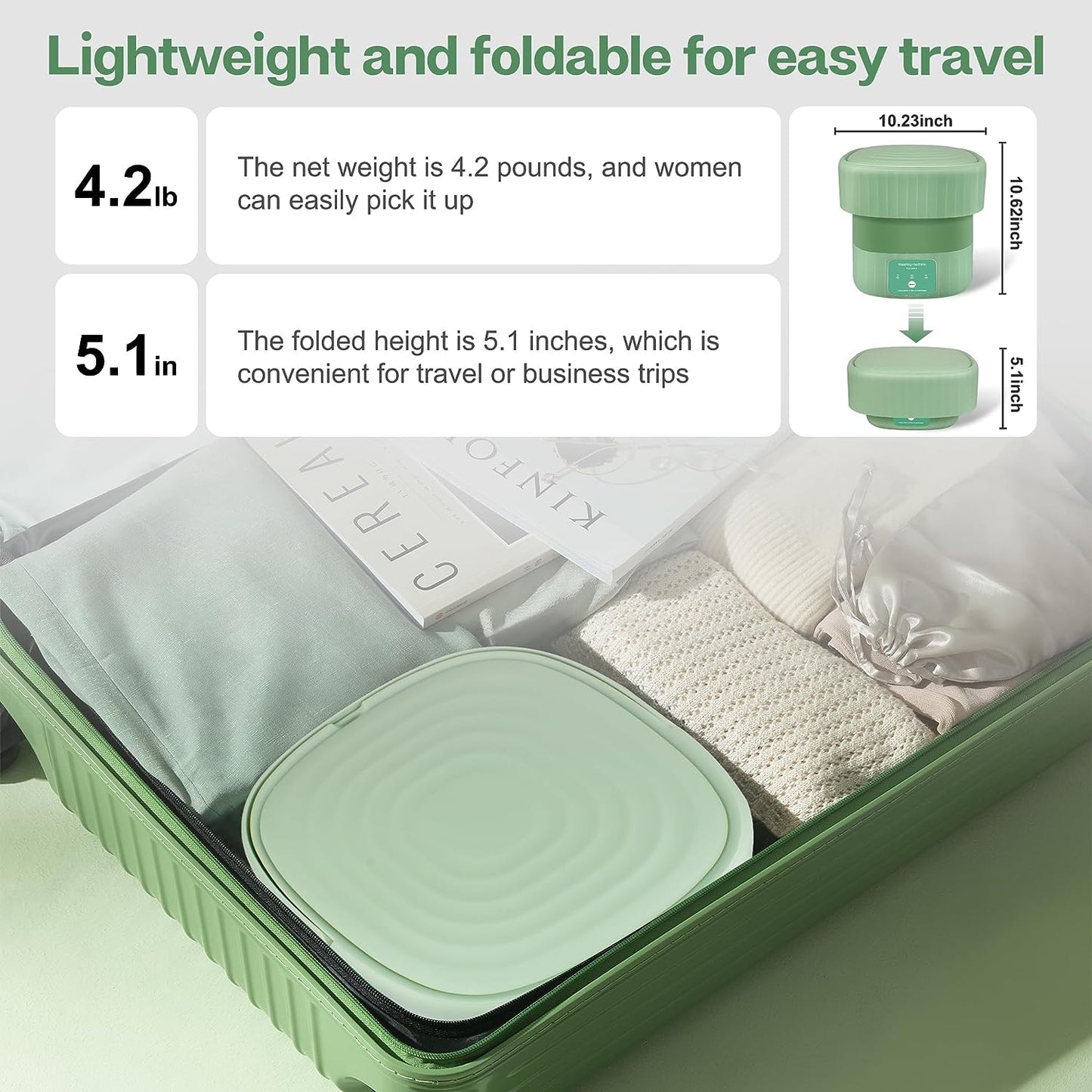 Portable Washing Machine,Mini Washing Machine for Baby Clothes Underwear or Small Items, Foldable Mini Washing Machine with 3 Modes for Apartments, Dorms, and Travel