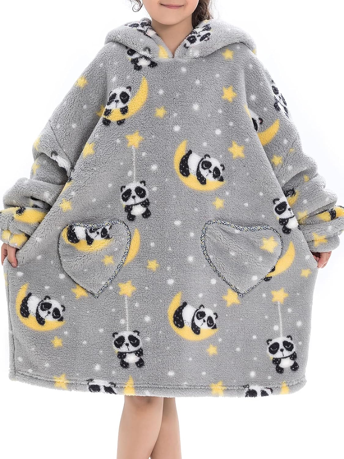 Wearable Blanket Hoodie for Kids Toddler Oversized Sweatshirt Cute Fleece Sherpa Blanket Girls Boys
