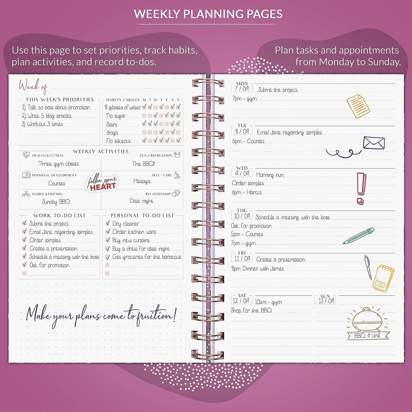 Weekly Planner – Undated Life Organizer & Budget Planner – Time Management, Goal Setting, To-Do List, Work-Life Balance & Habit Tracker – 6.1″ x 8.1″