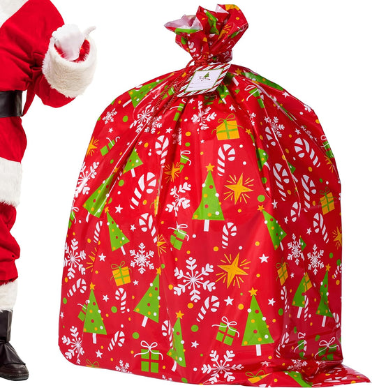 Extra Large Christmas Gift Bag 56''x36'', Oversized Jumbo Gift Wrapping Plastic Bag for Xmas Presents, Christmas Season, Huge Gifts, Gift Giving