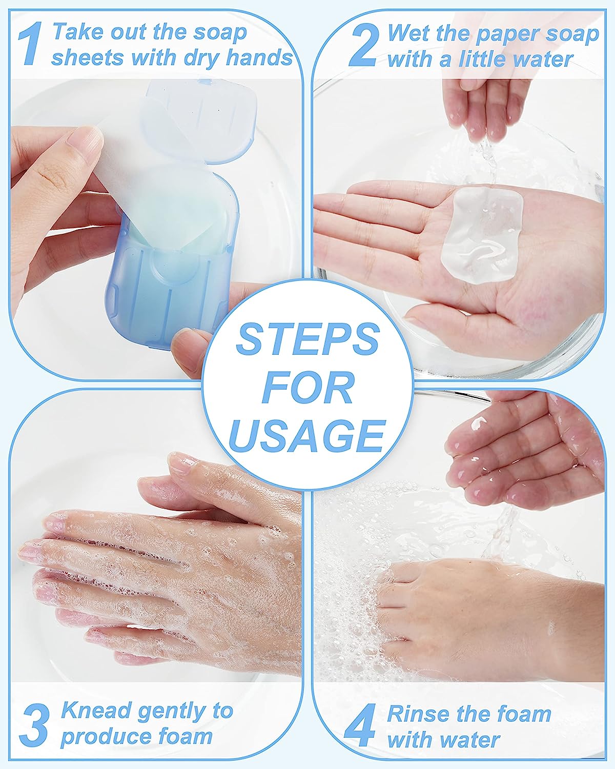 DF DUALFERV Paper Soap Sheets, 20 Pack (400 Sheets) Soap Sheets for Hand Washing, Disposable Portable Travel Soap Camping Soap, Kids Hand Soap for Travel Outdoor