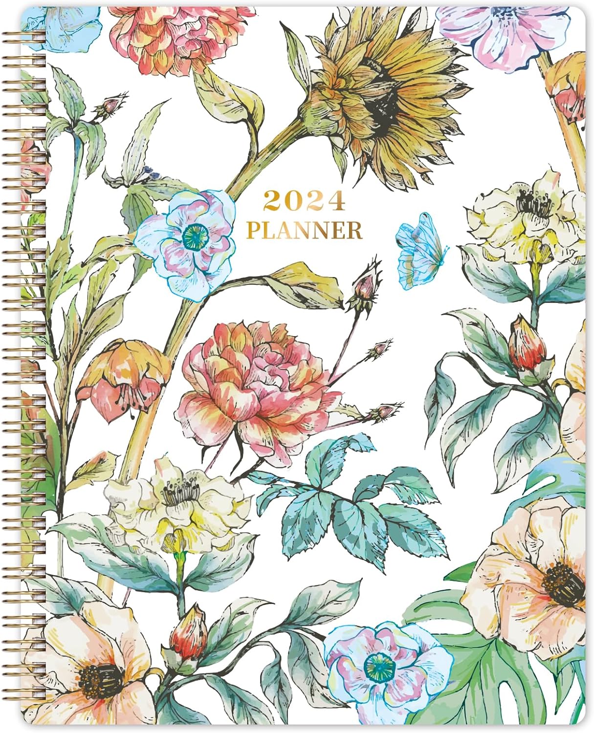 2024 Planner - Planner 2024, Jan.2024 - Dec.2024, 8" x 10", 2024 Planner Weekly & Monthly with Tabs, Thick Paper + Twin-Wire Binding + Contant + Canledar +Holidays, Daily Organizer - Art Floral