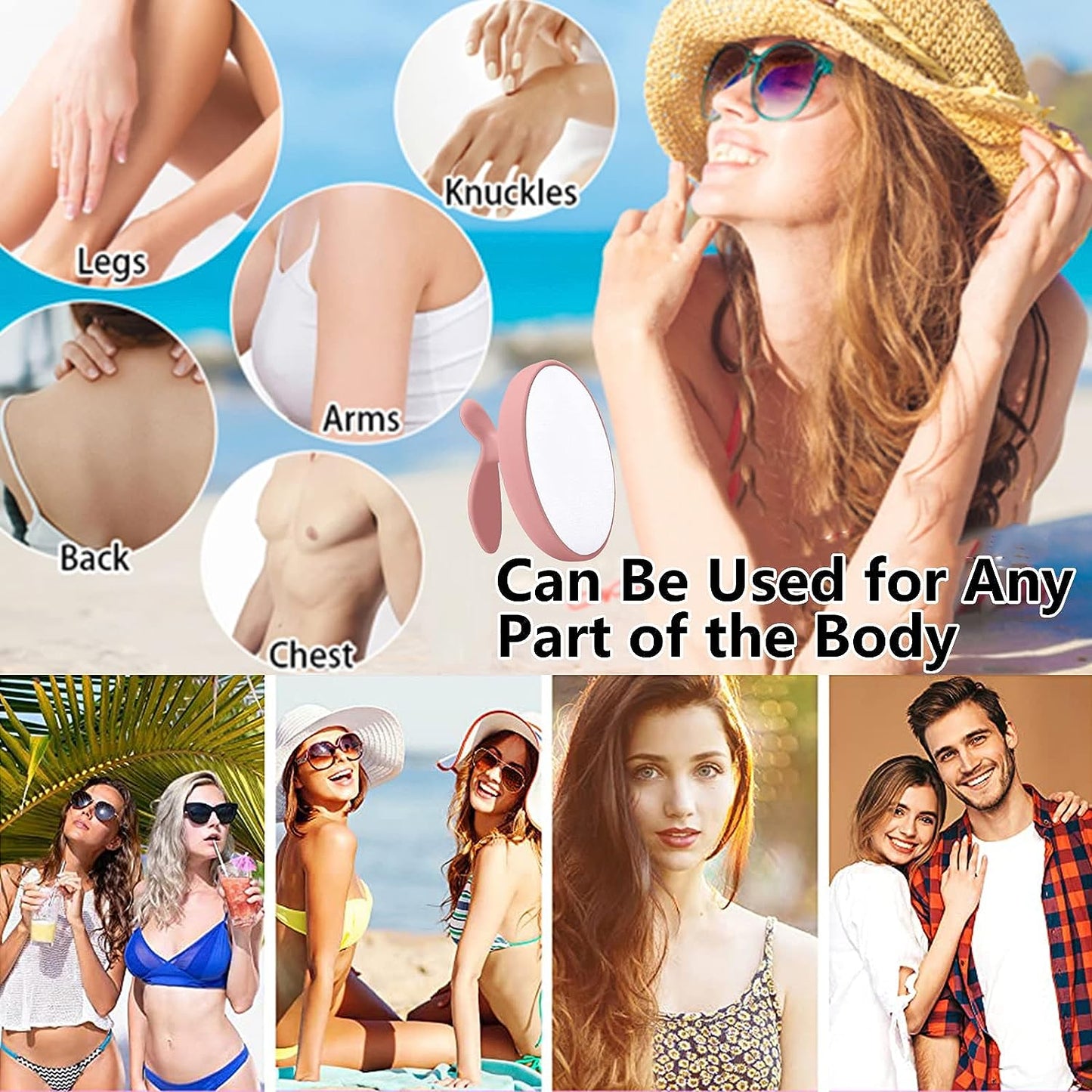 2023 New Crystal Hair Eraser,Upgraded Painless Nano Hair Eraser Crystal Hair Remover, Painless Exfoliation Hair Removal Tool for Arms Legs Back, Reusable & Washable (Pink)