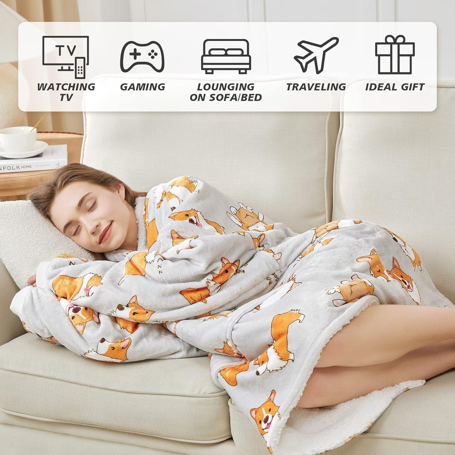 Wearable Blanket Hoodie, Cute and Funny Patterns Oversized Hoodie