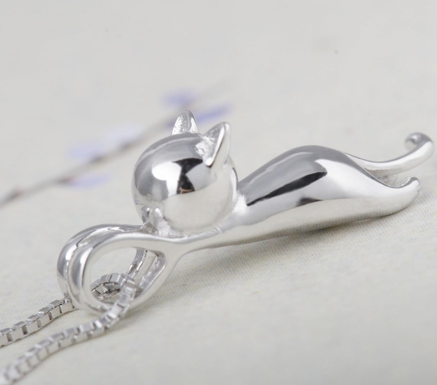 Sterling Silver Cat Necklaces Jewelry for Women Gifts for Cat Lady Lovers Cat Pendant Collarbone Necklace