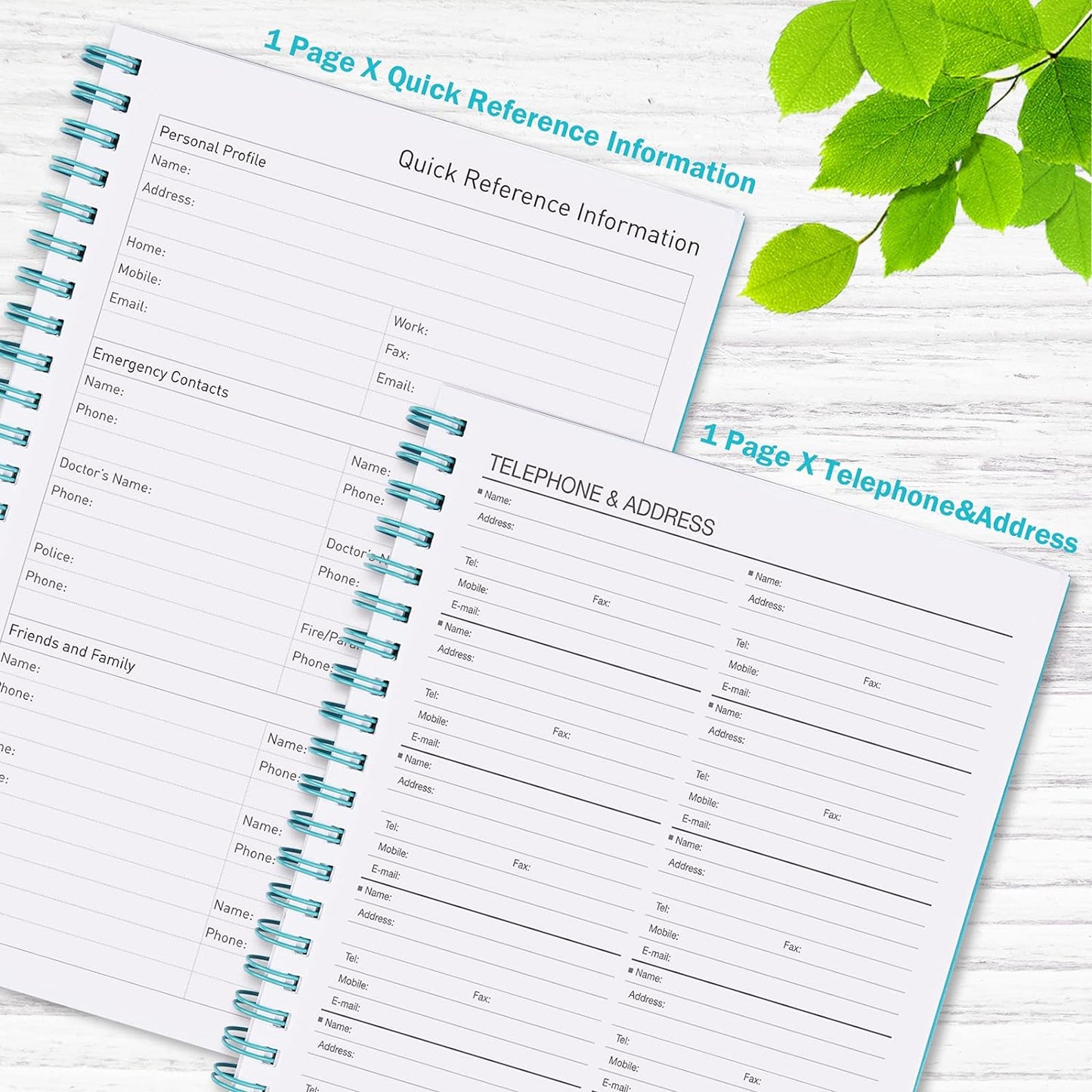 Daily Planner Undated, Asten To Do List Notebook Hourly Schedules Spiral Appointment Planner for Men and Women,PVC Hardcover,Elastic Closure, Inner Pocket 8.3" x 5.8"