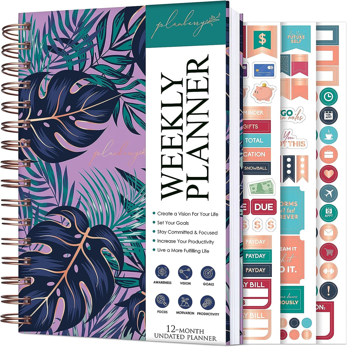 Weekly Planner – Undated Life Organizer & Budget Planner – Time Management, Goal Setting, To-Do List, Work-Life Balance & Habit Tracker – 6.1″ x 8.1″