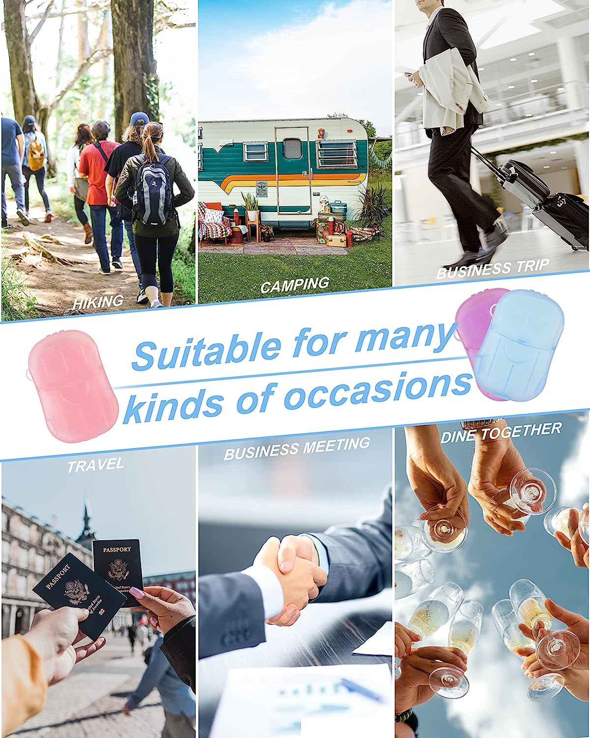 DF DUALFERV Paper Soap Sheets, 20 Pack (400 Sheets) Soap Sheets for Hand Washing, Disposable Portable Travel Soap Camping Soap, Kids Hand Soap for Travel Outdoor