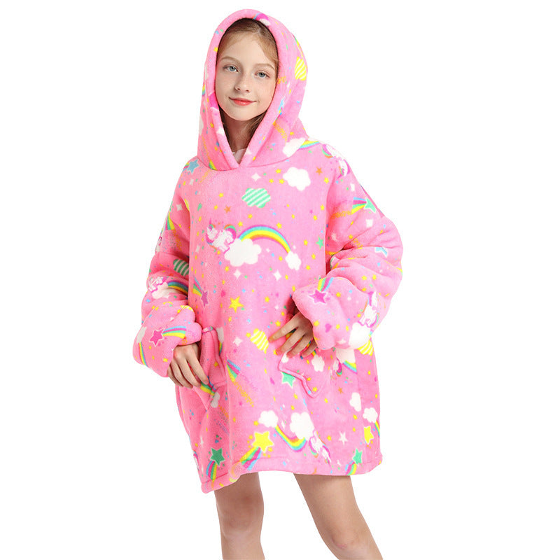 New TV Hoodie blanket Warm Lazy TV blanket Children's pullover cold robe blanket